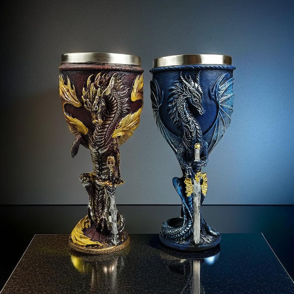 Goblet with a personalized dragon - shaped design, wine glass, red wine glass, stainless - steel inner liner, creative gift
