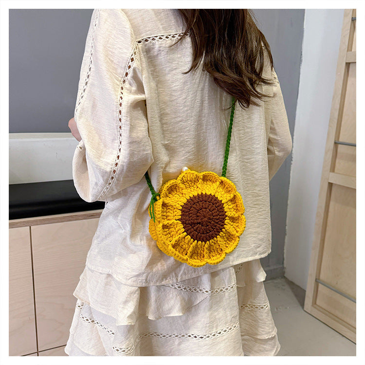 Stylish Yarn Hooked Crossbody Bag with Sweet Color Collision