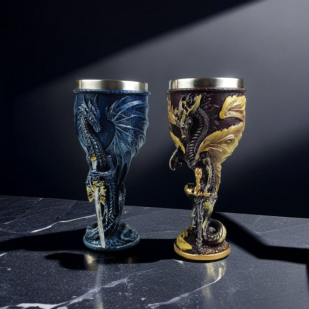 Goblet with a personalized dragon - shaped design, wine glass, red wine glass, stainless - steel inner liner, creative gift