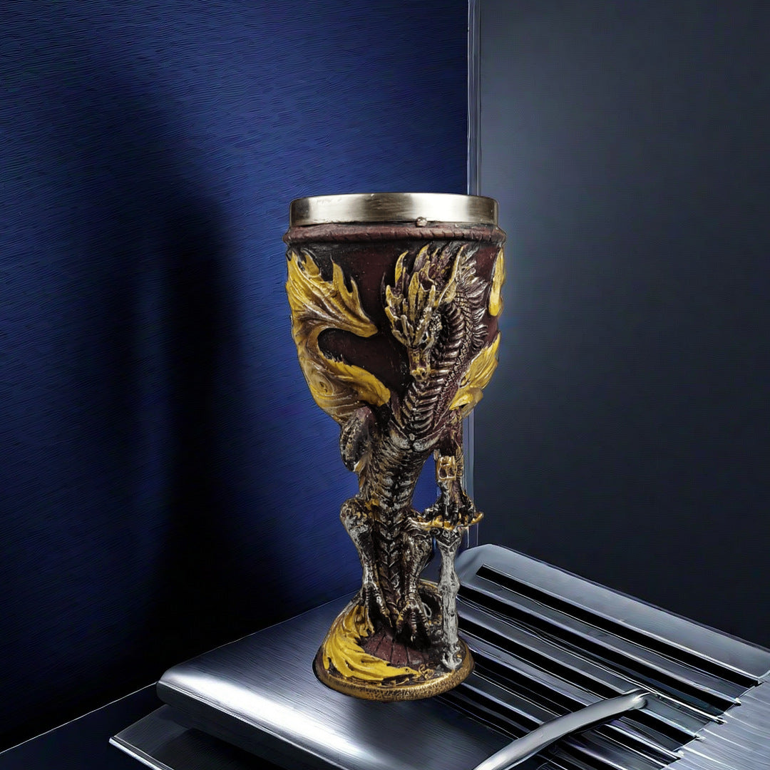 Goblet with a personalized dragon - shaped design, wine glass, red wine glass, stainless - steel inner liner, creative gift