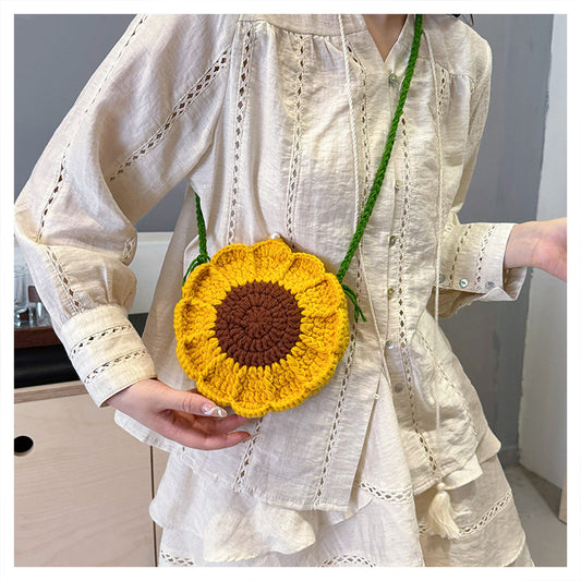 Stylish Yarn Hooked Crossbody Bag with Sweet Color Collision