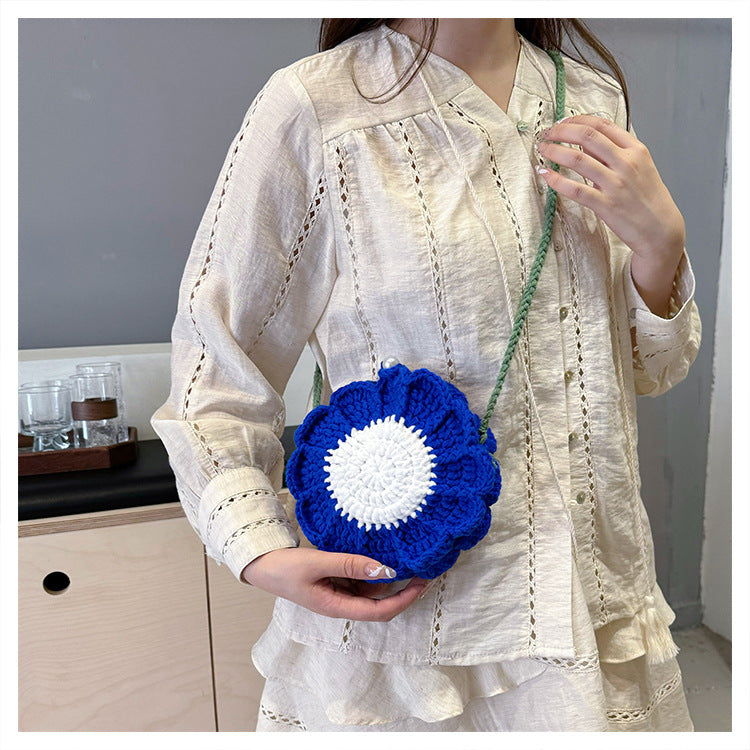 Stylish Yarn Hooked Crossbody Bag with Sweet Color Collision