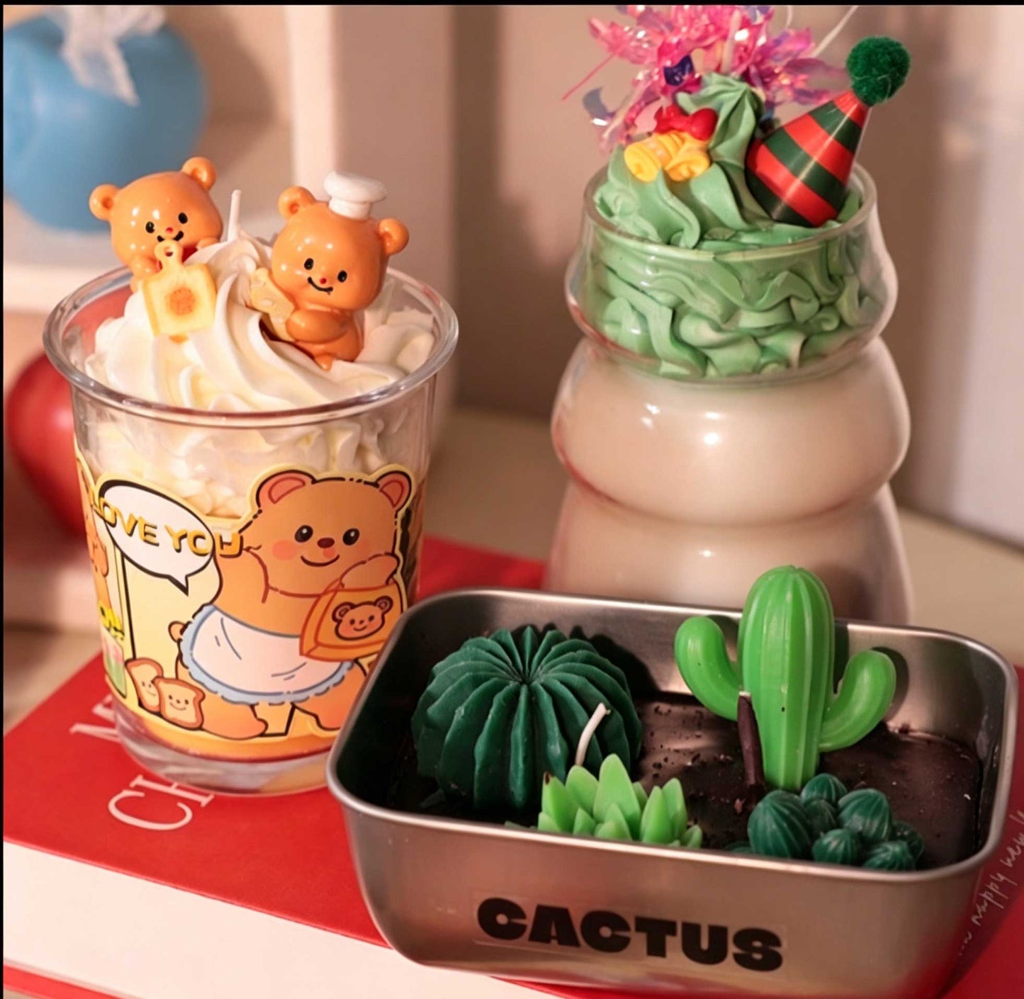 Cute Styling Aromatherapy Candles Ins Wind Cream Bear/Cactus Bedroom Atmosphere Ornament Gift