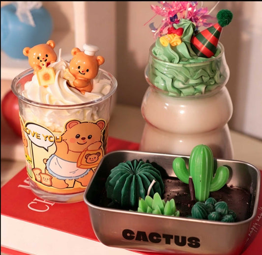 Cute Styling Aromatherapy Candles Ins Wind Cream Bear/Cactus Bedroom Atmosphere Ornament Gift