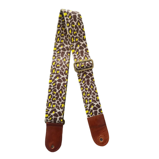Polyester Guitar Strap with leopard print.