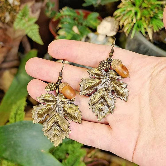 Maple Leaf Acorn Earrings - F.B DAISY
