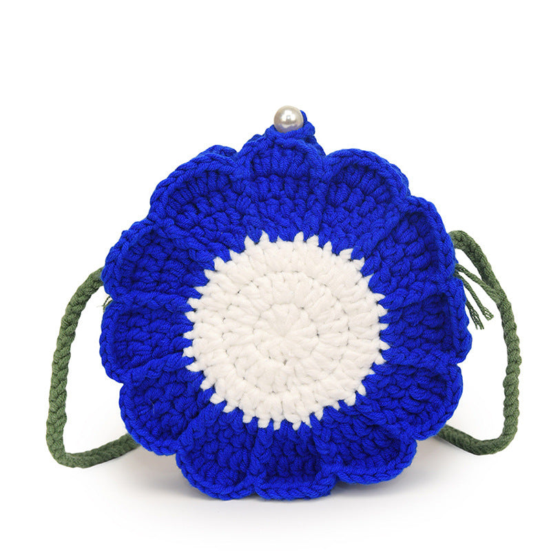 Stylish Yarn Hooked Crossbody Bag with Sweet Color Collision