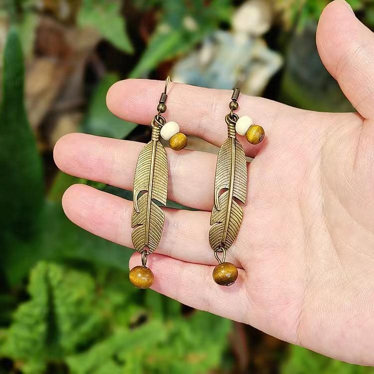 Dried fruit Feather Earrings - F.B DAISY