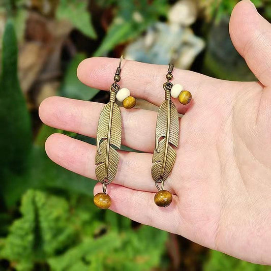 Dried fruit Feather Earrings - F.B DAISY