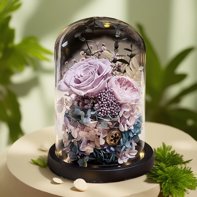 Forever roses bouquet Glass Dome Preserved Flowers Gift