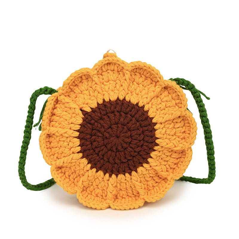 Stylish Yarn Hooked Crossbody Bag with Sweet Color Collision