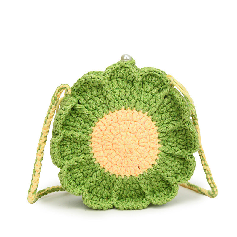 Stylish Yarn Hooked Crossbody Bag with Sweet Color Collision