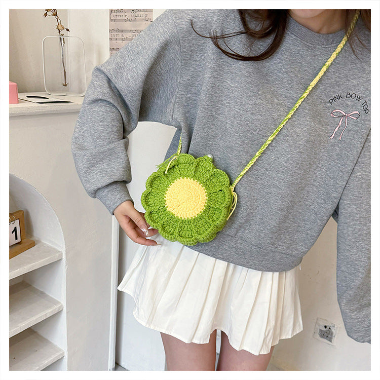 Stylish Yarn Hooked Crossbody Bag with Sweet Color Collision