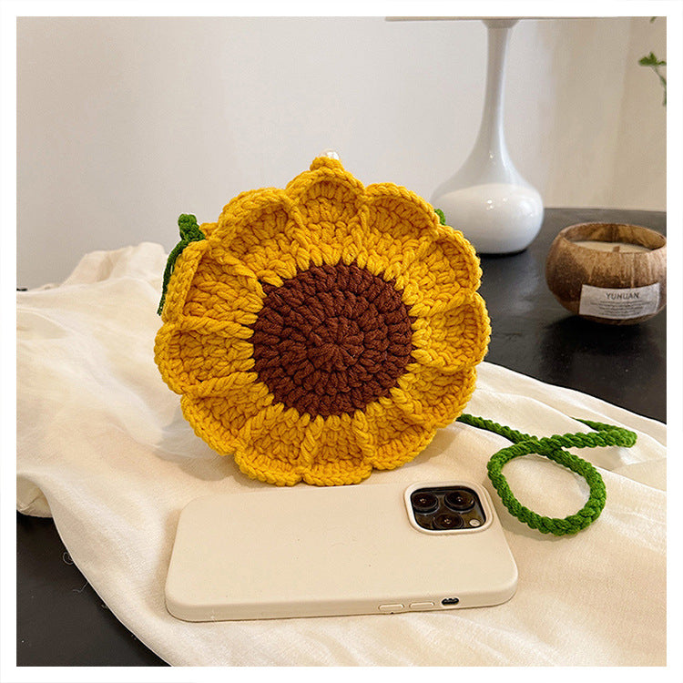 Stylish Yarn Hooked Crossbody Bag with Sweet Color Collision