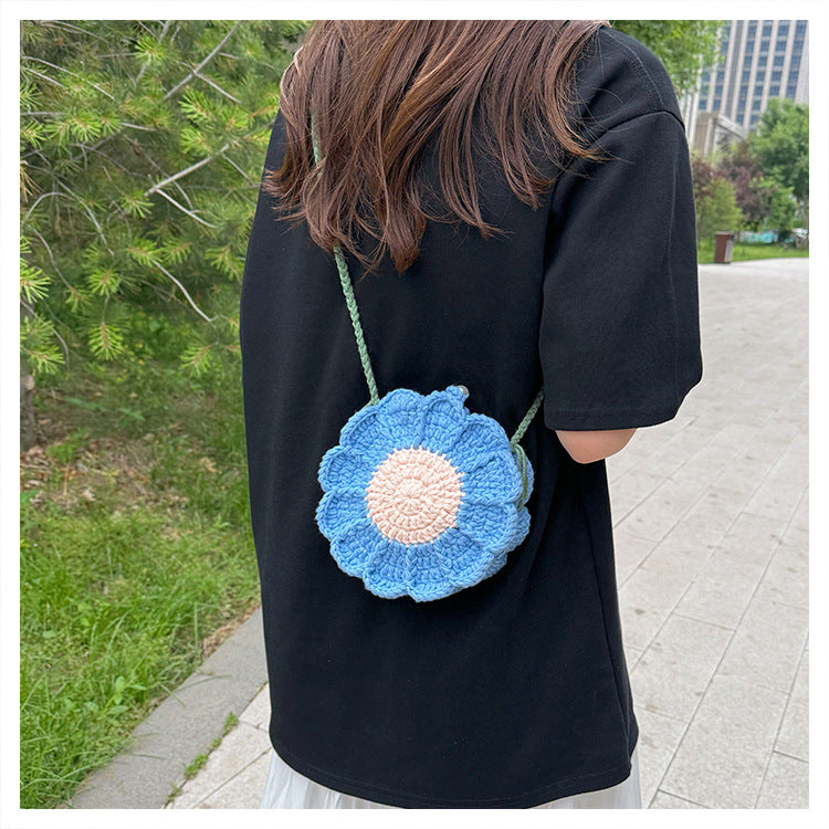 Stylish Yarn Hooked Crossbody Bag with Sweet Color Collision