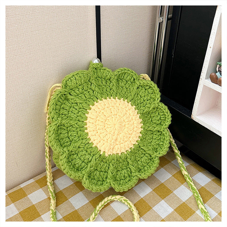 Stylish Yarn Hooked Crossbody Bag with Sweet Color Collision