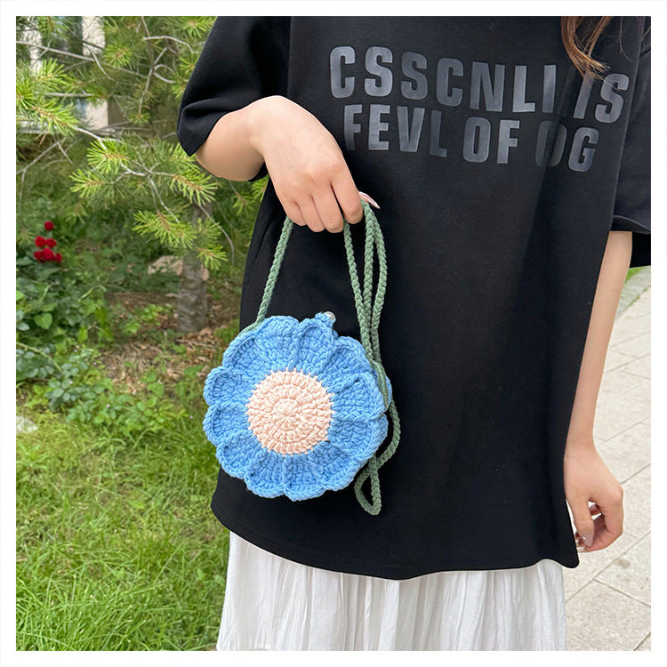 Stylish Yarn Hooked Crossbody Bag with Sweet Color Collision