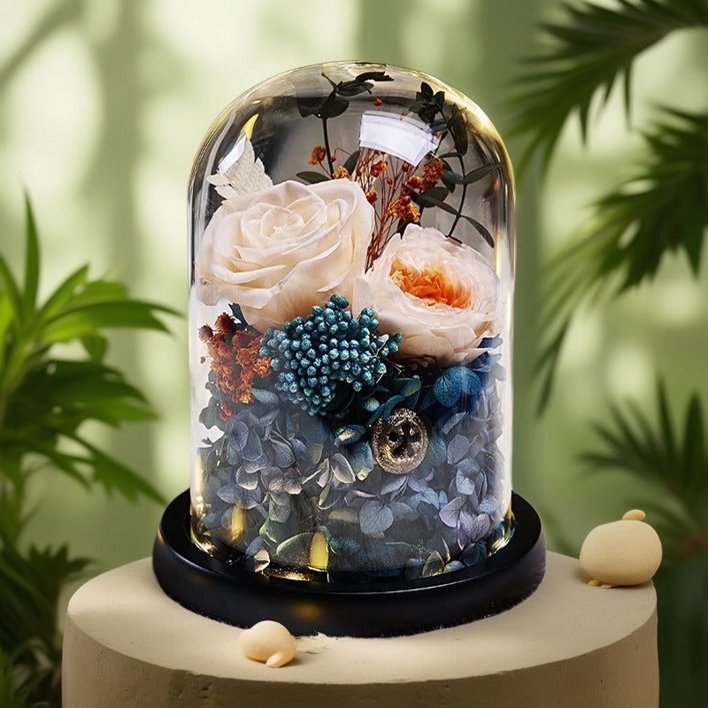 Forever roses bouquet Glass Dome Preserved Flowers Gift