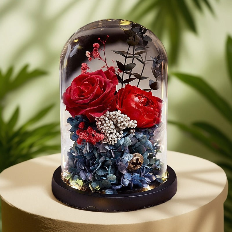 Forever roses bouquet Glass Dome Preserved Flowers Gift