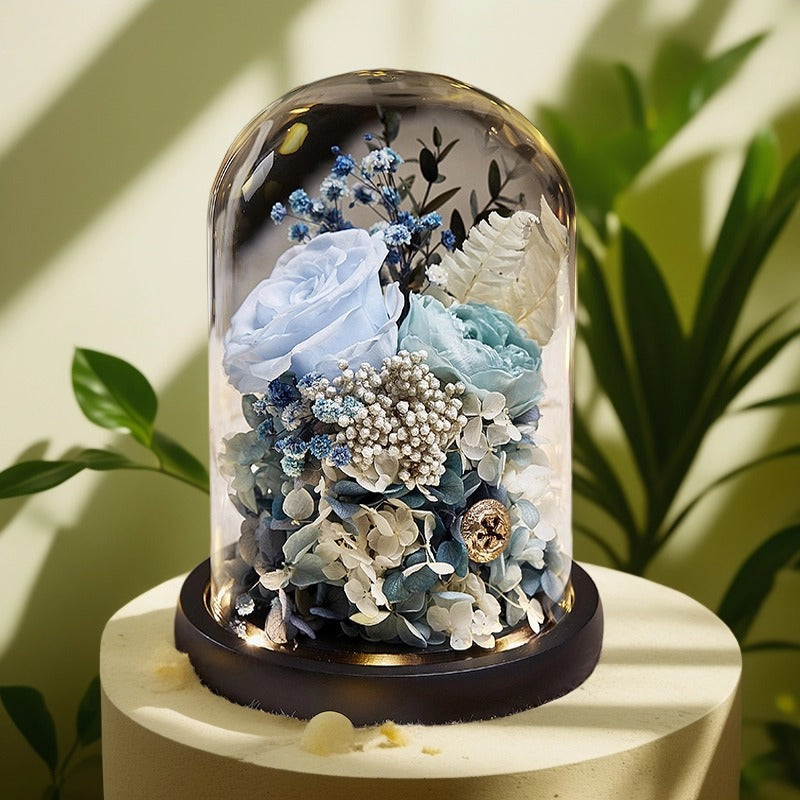 Forever roses bouquet Glass Dome Preserved Flowers Gift