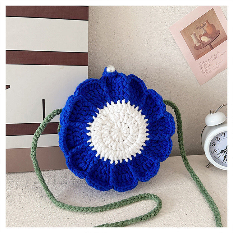Stylish Yarn Hooked Crossbody Bag with Sweet Color Collision