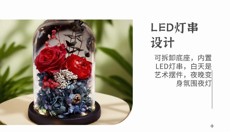 Forever roses bouquet Glass Dome Preserved Flowers Gift