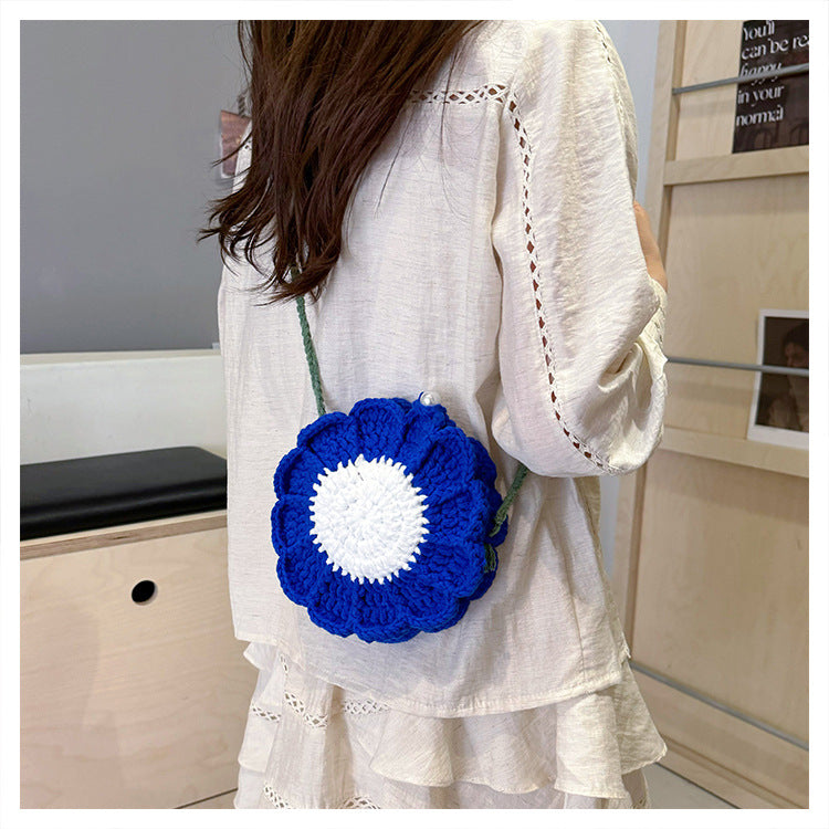 Stylish Yarn Hooked Crossbody Bag with Sweet Color Collision