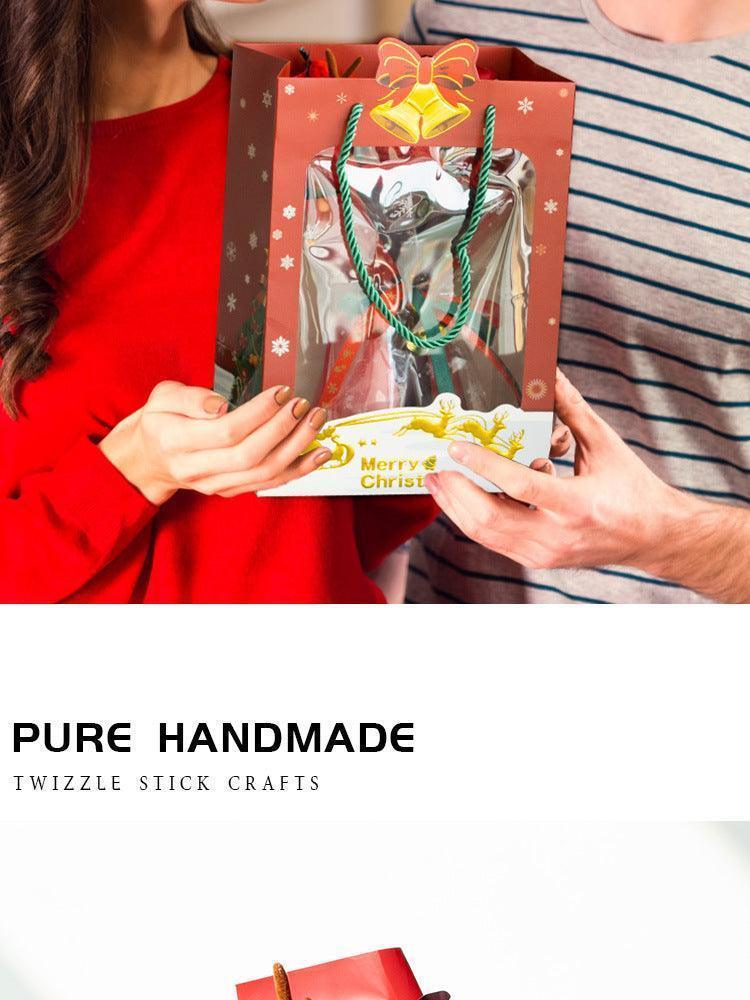 Christmas Woven Bouquet Finished Handmade Knitted Christmas Eve Fruit Cute Elk Wool Flowers Fine Packaging Portable Gift Bag - F.B DAISY