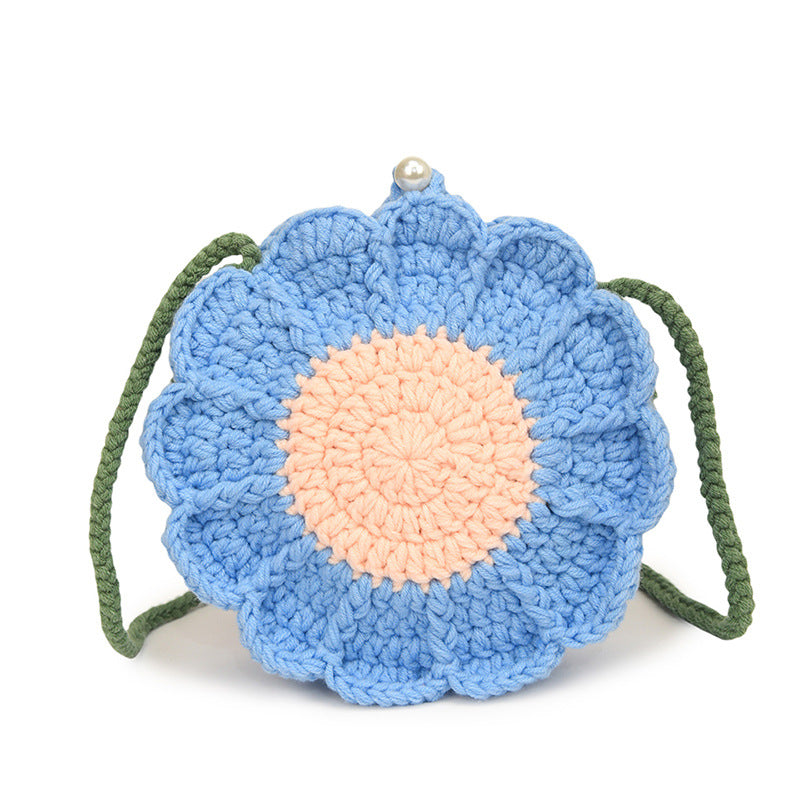 Stylish Yarn Hooked Crossbody Bag with Sweet Color Collision